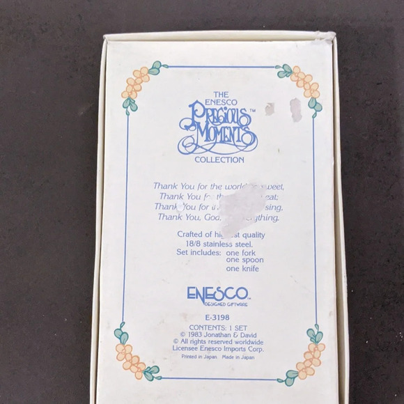 VTG Precious Moments Childs Stainless Fork Spoon Knife Set New Baby Gift Shower - Picture 4 of 5